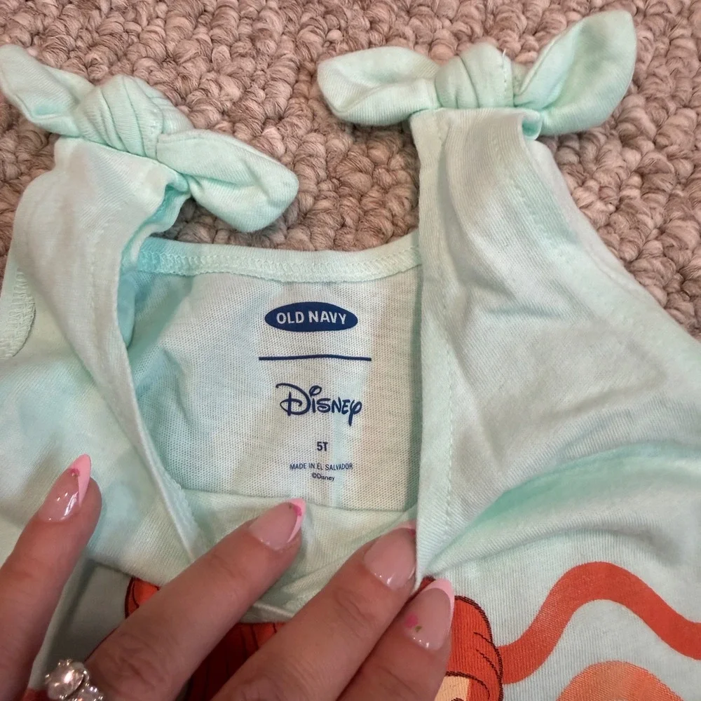 Old Navy Disney Ariel The Little‎ Mermaid Tie Shoulder Tank Top Mint Size 5T NWT